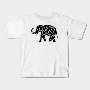 BLACK Animal Geometric Elephant. Kids T-Shirt